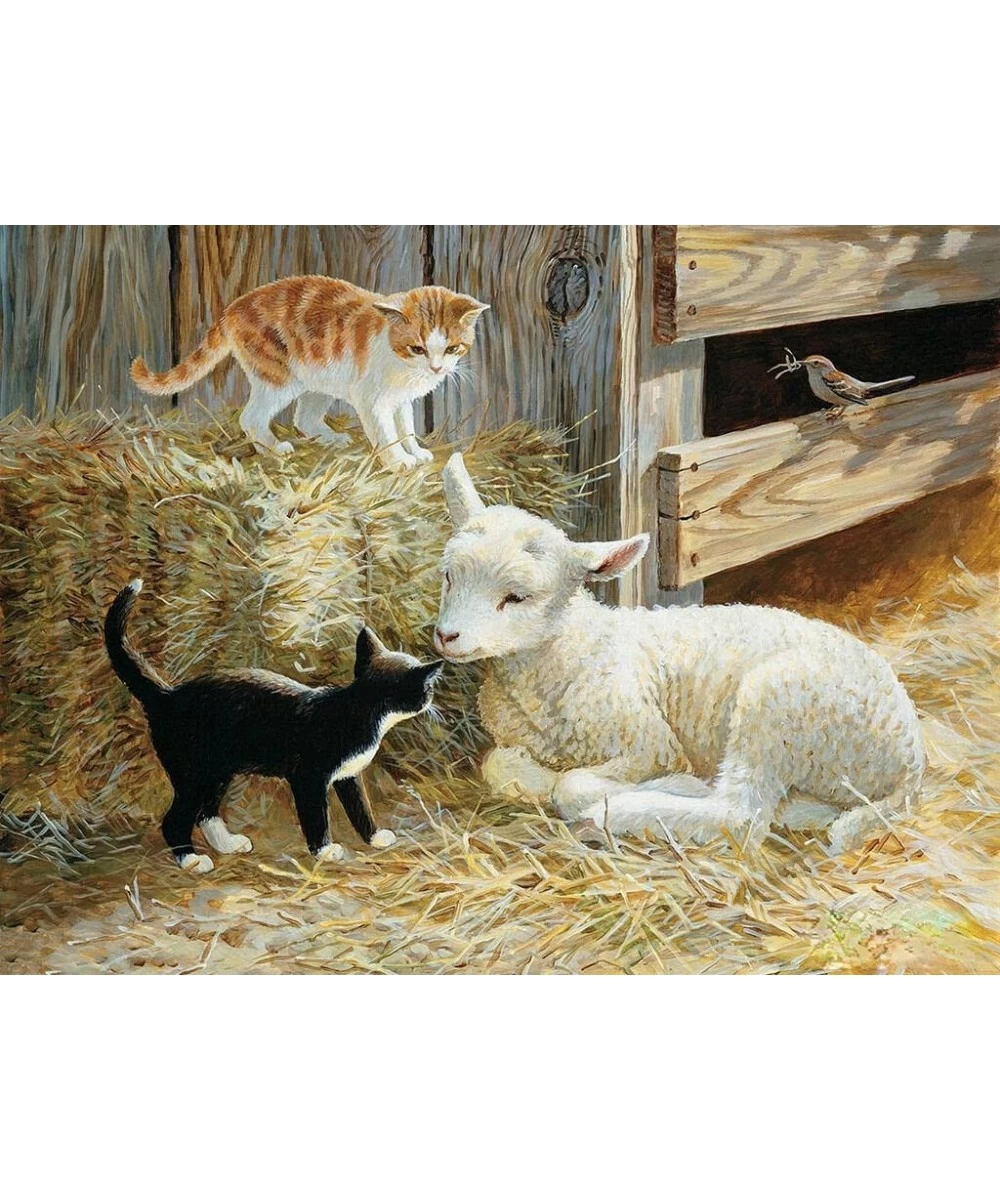 Jigsaw Puzzle 500 Piece Sheep Shed Cat Watching Sheep Bird Dad and Son Gifts Sturdy Tight Fitting Pieces Props Toys Christmas...