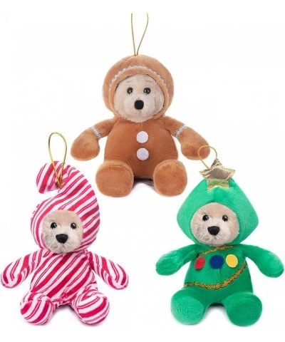 7" Stuffed Christmas Bears Plush Teddy Bear 3 Pack Stuffed Animals Bears: Christmas Tree Gingerbread Man and Candy Canes with...