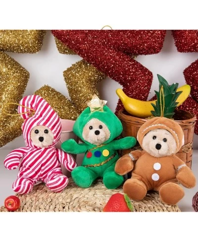 7" Stuffed Christmas Bears Plush Teddy Bear 3 Pack Stuffed Animals Bears: Christmas Tree Gingerbread Man and Candy Canes with...