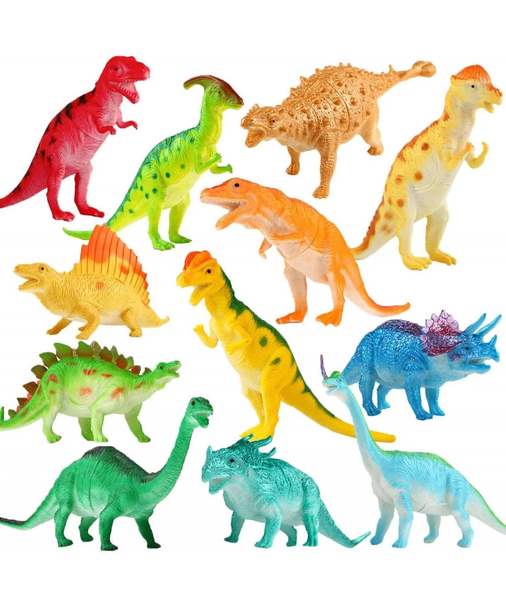 Dinosaur Figure 7 Inch Jumbo Dinosaur Toy Playset(12 Pack) Safe Material Assorted Realistic Dinosaur Vinyl Plastic Dino Dinos...