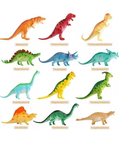 Dinosaur Figure 7 Inch Jumbo Dinosaur Toy Playset(12 Pack) Safe Material Assorted Realistic Dinosaur Vinyl Plastic Dino Dinos...