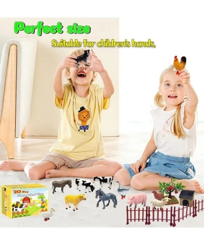 Farm Animal Toys 20 Pcs Plastic Farm Animals Figurines and Fences Farm Playset Cake Topper Learning Toy for Kids Boys Girls T...