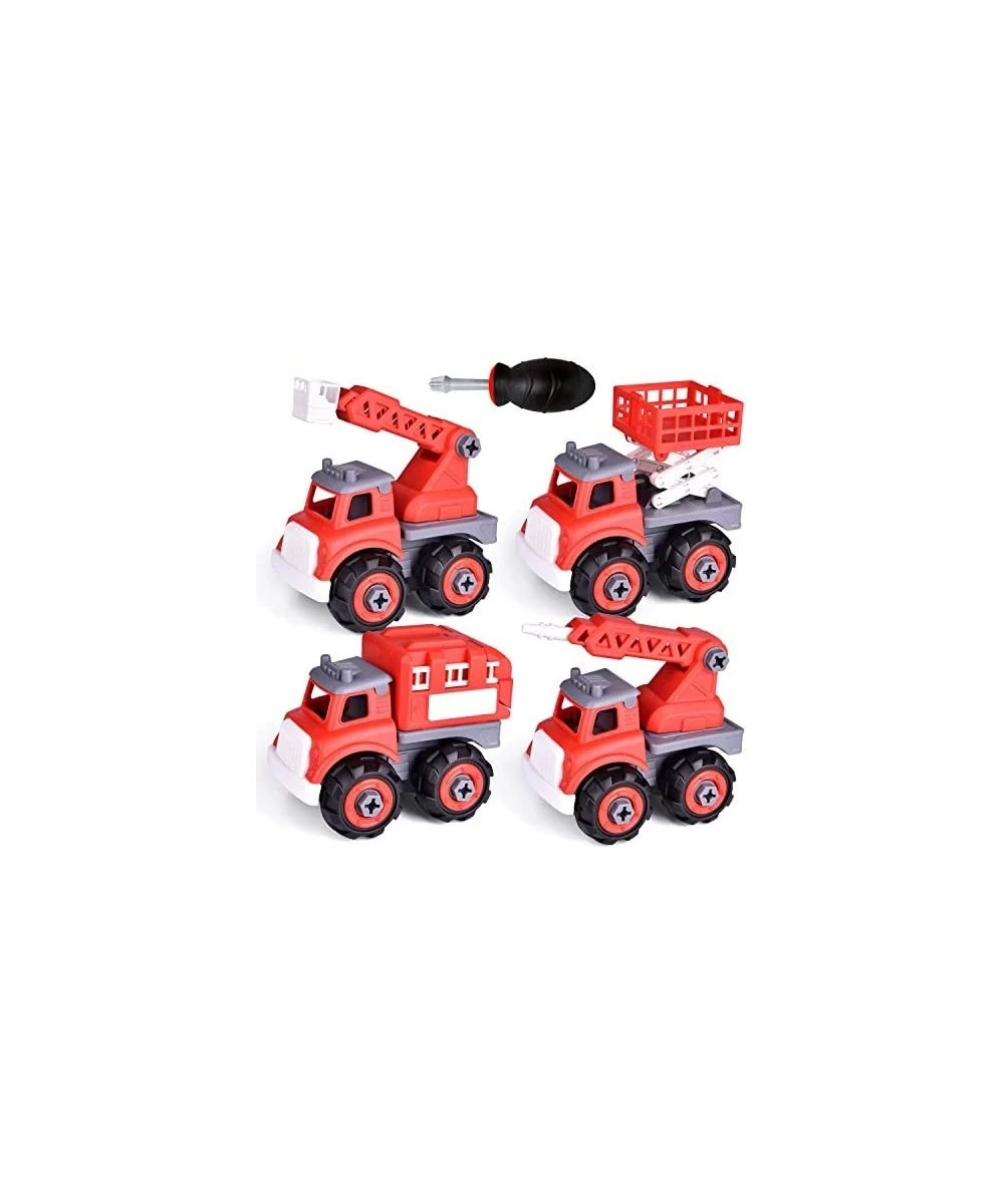 4 Packs Take Apart Trucks Construction Set 4 in 1 Fire Truck for Kids 3 4 5 6 7 Years Old Birthday Gifts for Girls Boys Build...