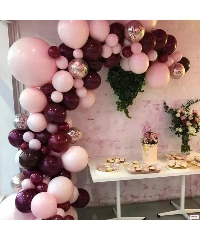 140Pcs DIY Burgundy?Garland Balloons Kits with 18/12/10/5Inch Metallic Chrome?Balloons for Birthday Party Celebration Graduat...