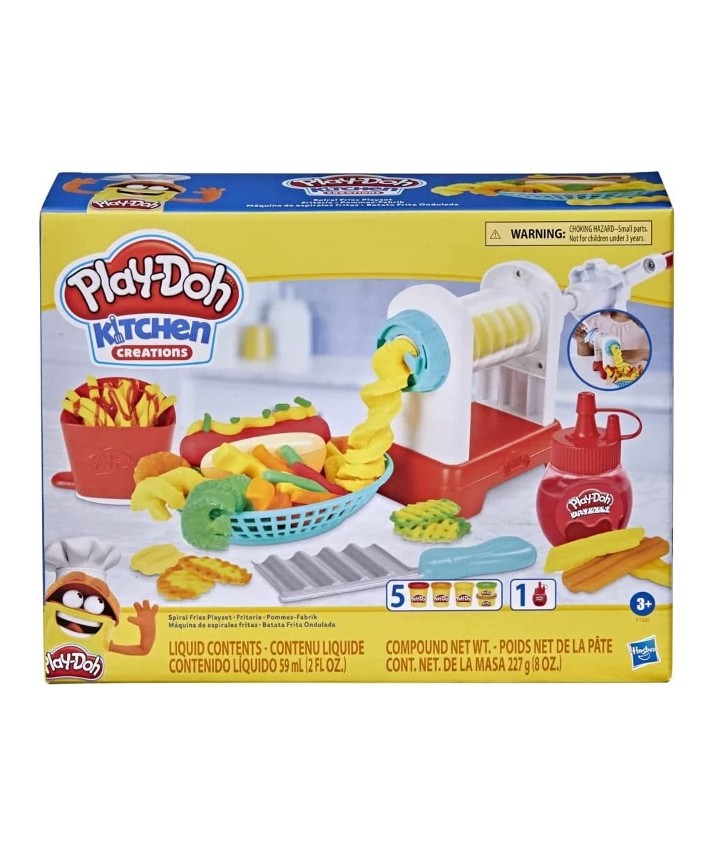 Kitchen Creations Spiral Fries Playset for Kids 3 Years and Up with Toy French Fry Maker Drizzle and 5 Modeling Compound Colo...