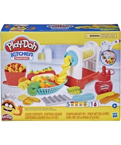 Kitchen Creations Spiral Fries Playset for Kids 3 Years and Up with Toy French Fry Maker Drizzle and 5 Modeling Compound Colo...