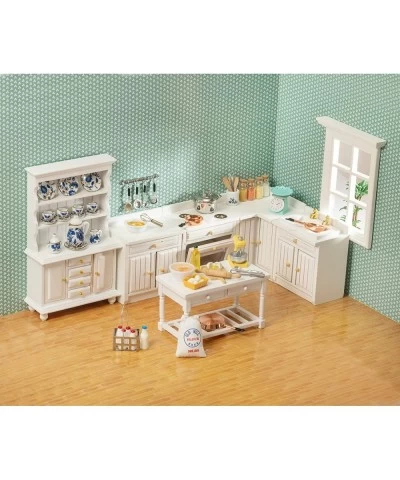 Wooden Dollhouse Furniture Set - Miniature Furniture 1 12 Scale for Dollhouse Kitchen - Doll House Furniture Toys Incl Freely...