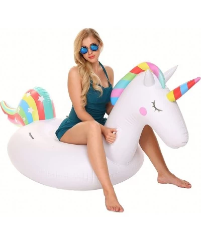 Inflatable Unicorn Pool Float Floatie Ride On Large Rideable Blow Up for Summer Holiday Beach Swimming Pool Party Lounge Raft...