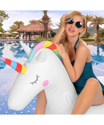 Inflatable Unicorn Pool Float Floatie Ride On Large Rideable Blow Up for Summer Holiday Beach Swimming Pool Party Lounge Raft...