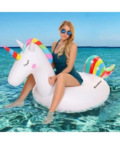 Inflatable Unicorn Pool Float Floatie Ride On Large Rideable Blow Up for Summer Holiday Beach Swimming Pool Party Lounge Raft...