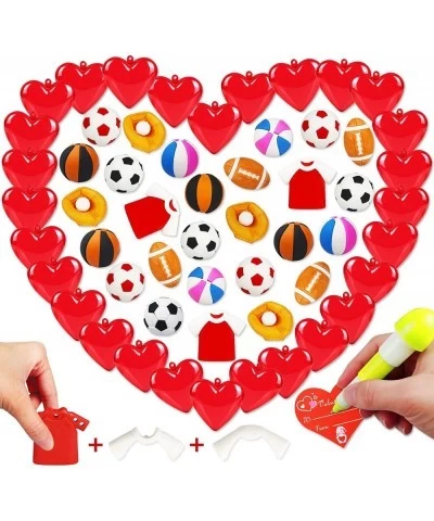 28 Pack Valentines Day Gifts Kids Party Favors Set with 28 Sport Puzzle Pencil Eraser Toys and Valentines Cards for Kids Vale...