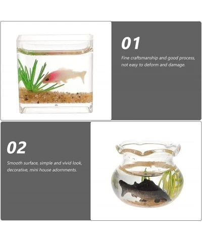 2pcs 1: 12 Miniature Glass Goldfish Bowl with Fish Miniature Fish Bowl Glass Fish Tank Dollhouse Accessories $19.26 Dollhouse...