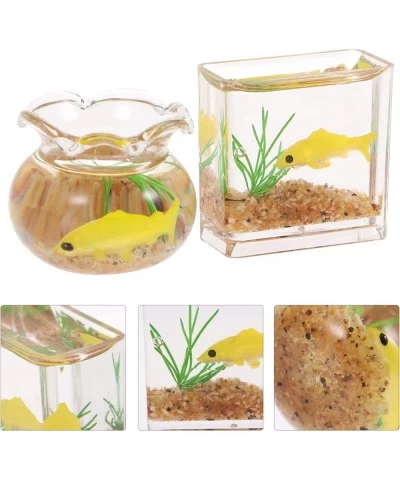 2pcs 1: 12 Miniature Glass Goldfish Bowl with Fish Miniature Fish Bowl Glass Fish Tank Dollhouse Accessories $19.26 Dollhouse...