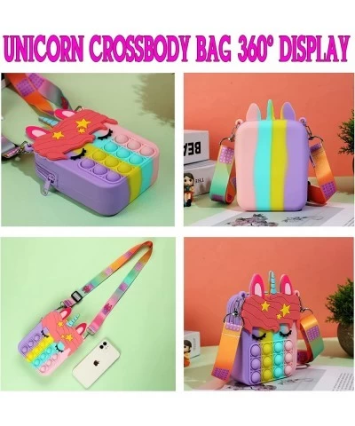 Large Pop Purse for Girls Unicorn Birthday Gifts for Girls Pop Shoulder Bag Crossbody Bag Rainbow Silicone Sensory Fidget Toy...