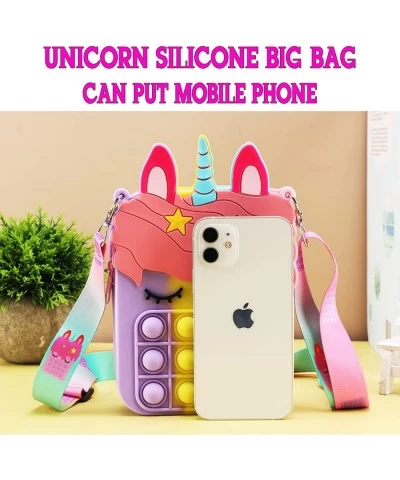 Large Pop Purse for Girls Unicorn Birthday Gifts for Girls Pop Shoulder Bag Crossbody Bag Rainbow Silicone Sensory Fidget Toy...