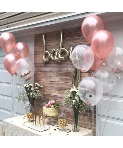 Rose Gold Balloons 140 Pack 12 Inch Gold and Pink Balloons and Pink Confetti Balloons Garland Arch Kit for Bridal Shower Baby...