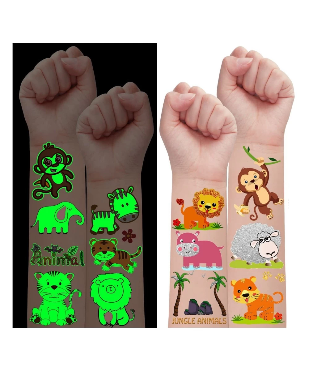 Jungle Temporary Tattoos for Kids - Jungle Theme Party Supplies Birthday Decorations Jungle Safari Zoo Animal Party Favors Gl...