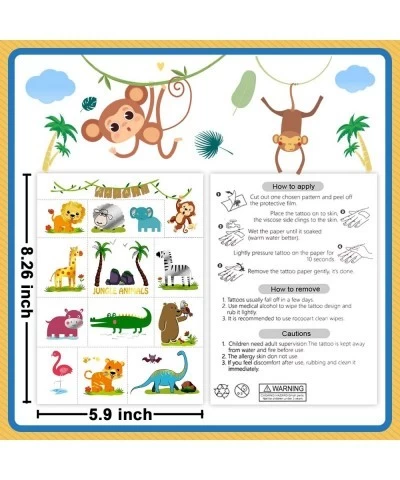 Jungle Temporary Tattoos for Kids - Jungle Theme Party Supplies Birthday Decorations Jungle Safari Zoo Animal Party Favors Gl...