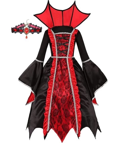 SKCAIHT?Vampire?Costume?for?Girls?Halloween?Gothic?Victorian?Vampire?Dress?Up?Party (6-8 Years Black/Red) $68.64 Kids' Costumes