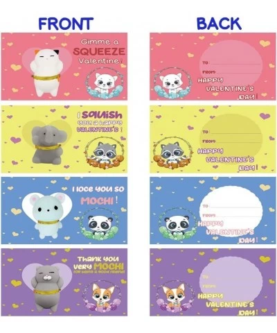 Valentines Day Gifts Cards for Kids 28 Pack Valentine's Greeting Cards with Mochi Squishies Toys Valentine School Classroom P...