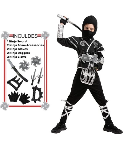 Kids Silver Dragon Ninja Costume with Accessories for Boys Halloween Costume Dress Up $45.62 Kids' Costumes