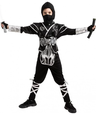 Kids Silver Dragon Ninja Costume with Accessories for Boys Halloween Costume Dress Up $45.62 Kids' Costumes