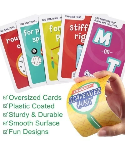 Card Games for Kids 4 in 1 Fun Pack Toddlers Scavenger Hunt Game Indoor Outdoor Play Family Trivia Alphabet ABC Flash Cards J...