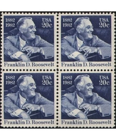 FRANKLIN D ROOSEVELT 1950 Block of 4 x 20 cents US Postage Stamps $14.46 Collectible Postage Stamps