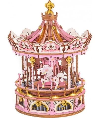 Carousel Music Box 3D Puzzles for Adults DIY Wooden Mechnical Building Model Kit with LED for Teens Kids Christmas Birthday G...