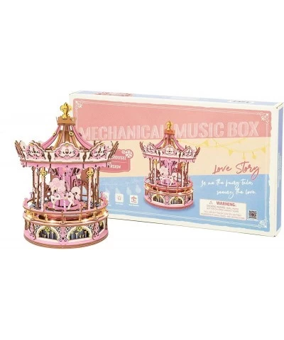 Carousel Music Box 3D Puzzles for Adults DIY Wooden Mechnical Building Model Kit with LED for Teens Kids Christmas Birthday G...