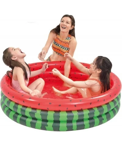 47" x 47" x 12" Inflatable Kiddie Pools 3 Ring Watermelon Plastic Paddling Pool Baby Swimming Pool for Toddler Backyard Garde...