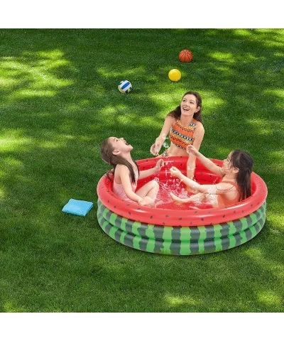 47" x 47" x 12" Inflatable Kiddie Pools 3 Ring Watermelon Plastic Paddling Pool Baby Swimming Pool for Toddler Backyard Garde...