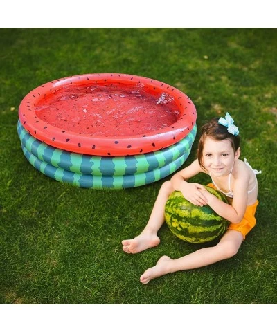 47" x 47" x 12" Inflatable Kiddie Pools 3 Ring Watermelon Plastic Paddling Pool Baby Swimming Pool for Toddler Backyard Garde...