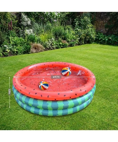 47" x 47" x 12" Inflatable Kiddie Pools 3 Ring Watermelon Plastic Paddling Pool Baby Swimming Pool for Toddler Backyard Garde...