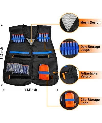 Kids Tactical Vest Kit for Nerf Guns with 50 Pcs Refill Darts Reload Clip Dart Pouch Tactical Mask Wrist Band and Protective ...