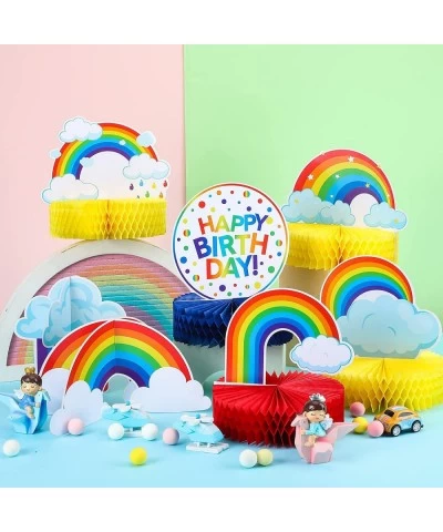 9 Pack Rainbow Birthday Honeycomb Paper Centerpiece Birthday Table Decorations Colorful Happy Birthday Table Decorations for ...