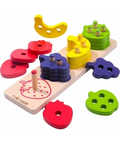 Color and Shape Sorting Toys Wooden Stacking Toys Montessori Toys for Toddlers Early Learning Educational Toys for 1-4 Year O...