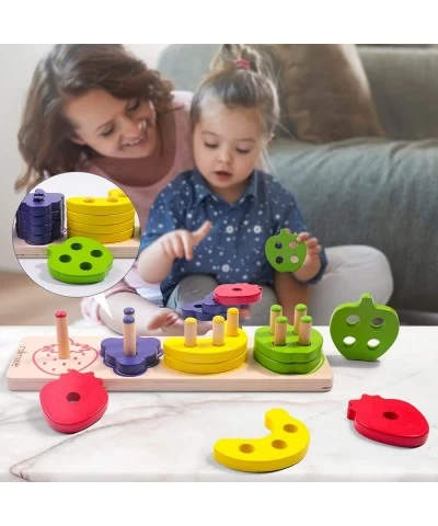 Color and Shape Sorting Toys Wooden Stacking Toys Montessori Toys for Toddlers Early Learning Educational Toys for 1-4 Year O...