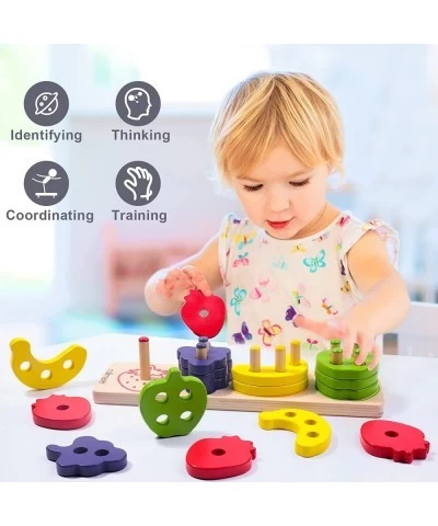 Color and Shape Sorting Toys Wooden Stacking Toys Montessori Toys for Toddlers Early Learning Educational Toys for 1-4 Year O...