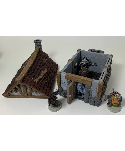 Cottage - RPG - Dungeons and Dragons - DND - Pathfinder - Lord of The Ring - Figurine Miniature (Gray/Unpainted)(Shingle Roof...