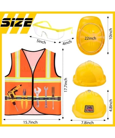 Construction Worker Costume Role Play Dress up Set with Construction Hat and Costume Vest Goggles for 3 4 5 6 7 Years Old Tod...