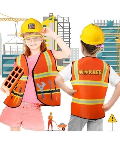 Construction Worker Costume Role Play Dress up Set with Construction Hat and Costume Vest Goggles for 3 4 5 6 7 Years Old Tod...