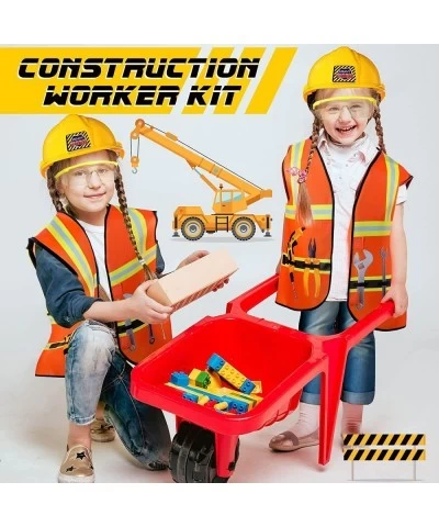 Construction Worker Costume Role Play Dress up Set with Construction Hat and Costume Vest Goggles for 3 4 5 6 7 Years Old Tod...