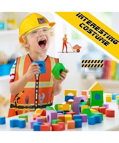 Construction Worker Costume Role Play Dress up Set with Construction Hat and Costume Vest Goggles for 3 4 5 6 7 Years Old Tod...