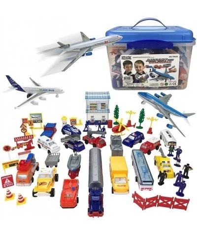 Airport Playset Toy - Airplanes Vehicles Police Figures Workers & Many More Accessories with Storage Bucket - Educational Gif...