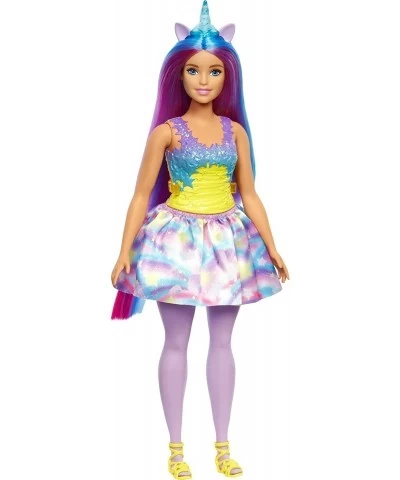 Dreamtopia Unicorn Doll (Curvy Blue & Purple Hair) with Skirt Removable Unicorn Tail & Headband Toy for Kids Ages 3 Years Old...