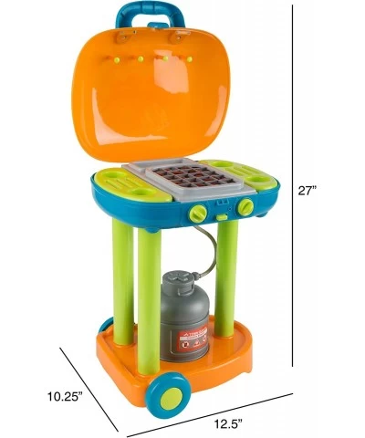 BBQ Grill Toy Set - Interactive Play Kitchen Set with Lights and Sounds Wheels Toy Food and Cooking Accessories Multicolor (8...