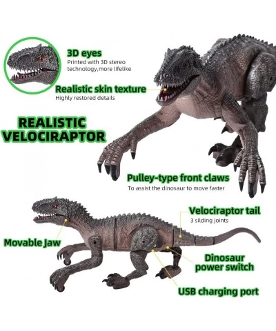 Remote Control Dinosaur Toys RC Walking Robot Dinosaur for Kids Boys Girls 2.4GHz Simulation Velociraptor LED Light Sounds RC...