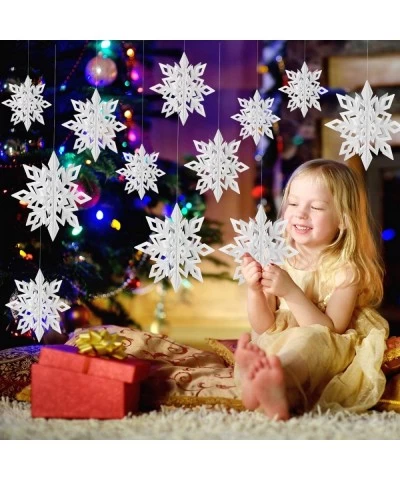 3D White Snowflake Garland Winter Wonderland Hanging Snowflake Decorations Winter Wonderland Snowflakes Garland Decoration fo...