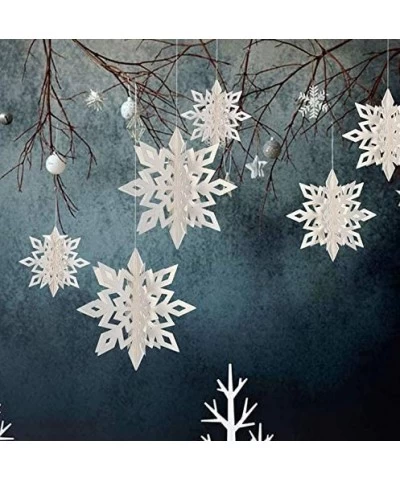 3D White Snowflake Garland Winter Wonderland Hanging Snowflake Decorations Winter Wonderland Snowflakes Garland Decoration fo...